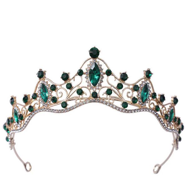 Tiaras 13 Farben Grüne rosa Kristallkronhaarkleid Accessoire Tiara für Frauen Mädchen Party Strassbrautkronhaarschmuck