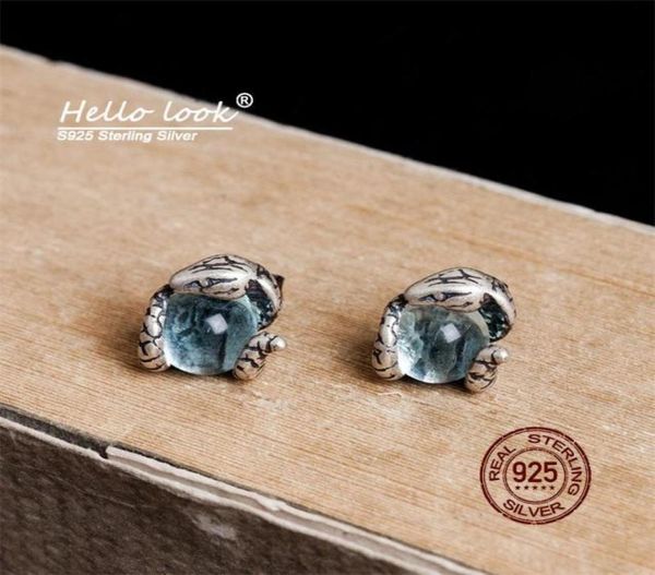 Stullo Hellolook 925 Sterling Silver Stallones Serpente Orecchini gemme in pietra per piercing a bio chiaro gioielli piercing 5838990