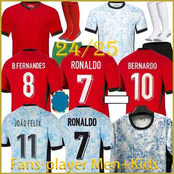 24 Euro Cup Portuguesa Ronaldo New Portugal Football Hemd Männer Kinder Kit Frauen Joao Felix Pepe Bermardo B.fernandes Camisa de Futebol 2024 J.Moutinho Fußballtrikots GD