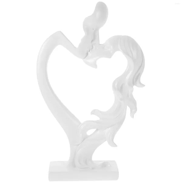 Estatuetas decorativas em casa decoração abstrata adorada casal ornament desktop resina artesanato beijo amante escultura