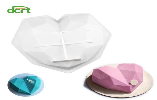 Moldes de silicone Ferramentas de decoração de bolo para 3D Diamond Heart Mold Chocolate Sponge Chiffon Mousse Sobersert Cake Mold para assar6319877