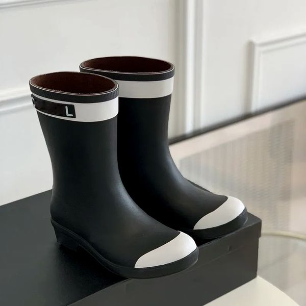 Hot 24 France Designer Rain Boots для женщин Классическая резиновая подошва водонепроницаем