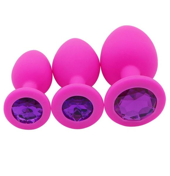 Domi 3pcs Crystal Jewelry Butt Cuggino Pugna colorato Massager Silicone Plug Sua Sex Toys Y18920038555933