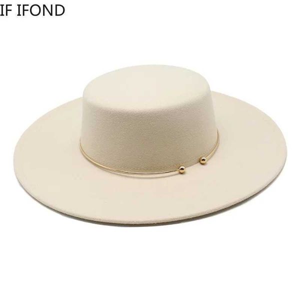 Chapéus de balde largura Chapéus de balde French Style de 10 cm de largura Dey Top Hat Hat Socialite Vento Hépburn Wind Wool Felt Fedoras Hat Hat elegante Chapéu de vestido de noiva J240429