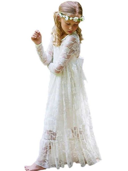 Abiti da ragazza Princes Girls Abiti in pizzo Bambini Bambini Flower Ragazza Abito da festa Destinazione Vestitidos Costume Abbigliamento per 2-12 anni