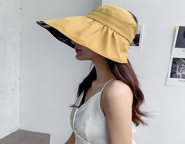 Weitkrempeln Hats Summer Sun Protection Hut für Frauen Cap Ladies Beach Visor Girl Urlaub UV leerer Top Fold5570780