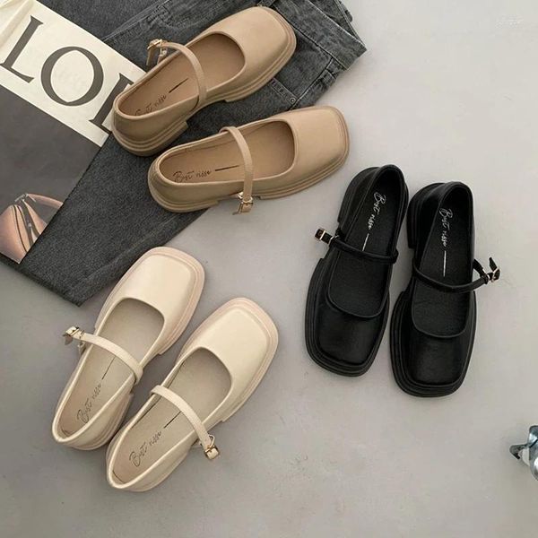 Scarpe casual Bavada Giovala Square Testa Mary per donne 2024 Autunno versatile Sunle morbide a fondo piatto retrò singolo