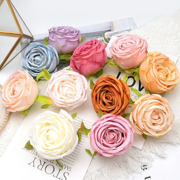 40pcs78cm Prinzessin Weiß Rose künstliche Seidenblume Köpfe DIY Hochzeit Dekoration Party Kratzer Scrapbooking Craft Fake Blumen 240429