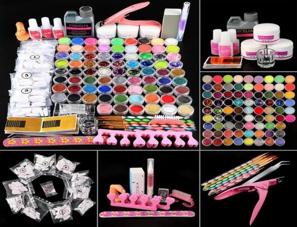 Kit per nail art acrilico Pro 78pcs Glitter in polvere acrilico kit per nail art liquido 120 ml Crystal Brush Abilità Tool2627221v3019242