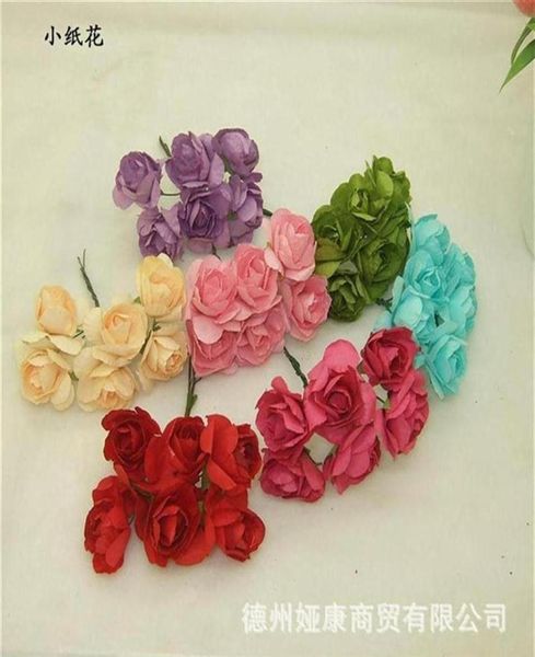 144pcs 35cm Imitação Mulberry Papel Flowers Diy Scrapbooking Bouquet de Rose para Cora do Corsage da Garland