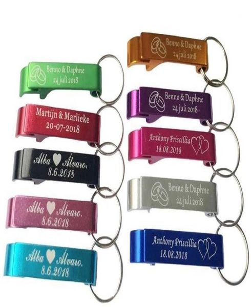 50pcs Personalisierte gravierte Flaschenöffner Keychains Keyrings Personalisierte Hochzeitsgeschenk Hochzeitsbevorzugt Brauerei El Restaurant SH1901242459