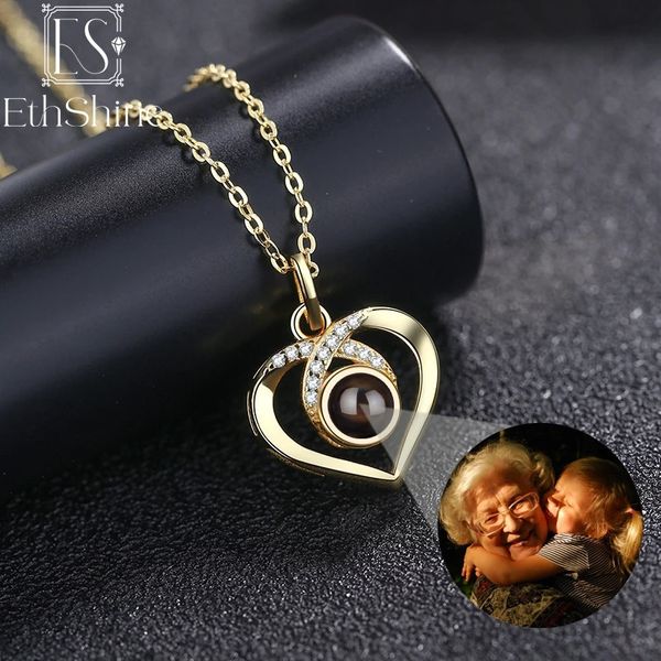 Ethshine Custom Projection PO Halskette Personalisiert PE Pendellanhänger Kette Gedenkgeschenk Jubiläum Geschenk Valentinstag 240418