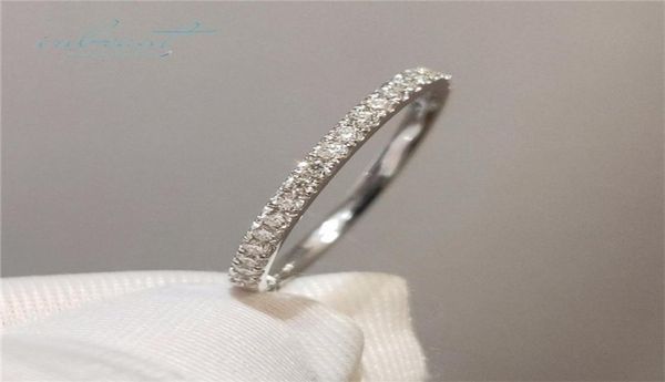 INBEAUT 18K White Gold Pass Diamond Test Round Tut Eccellente Cut 0,1 CT Anello microcolore 925 Gioielli per feste di Siver 2202078854949