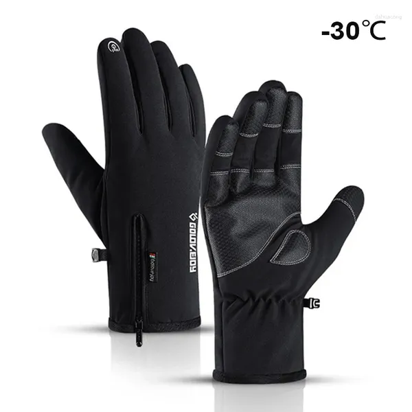 Luvas de ciclismo Bicicleta à prova de vento térmico à prova d'água MTB Bike Anti-Slip Touch Screen Sport Ski Mittens Full Deding Winter