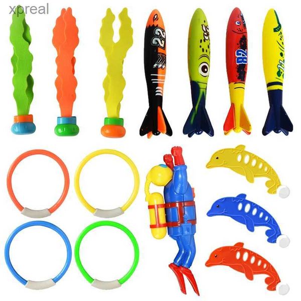 Giocattoli da bagno giocattoli per immersioni estate per bambini in plastica piscina giocattoli siluri di siluri anelli di erba di delfini subacquei interattivi tmzwx