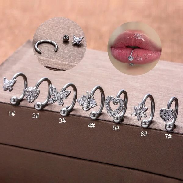 1 parto 16G Piercing in acciaio inossidabile in acciaio inossidabile gioielli per le labbra per donne per donne anello di cartilagine ad anello a labbra a C da 8 mm per adolescenti 240426