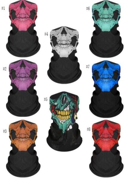 UNISSEX Halloween Cosplay Bicycle Skul Skull Meia máscara de face máscara fantasma Bandana Bandana Warker Party Party Head Band Magic Turban Balaclava SN2944365