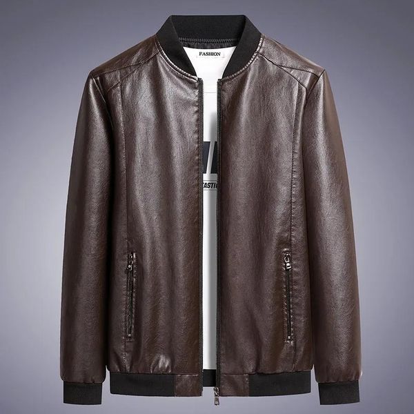 Mens Autumn Winter Leather Jackets Korean Fashion Casual Motorcycle Casa PUL Plus Size Bomber 7xl 8xl 240426
