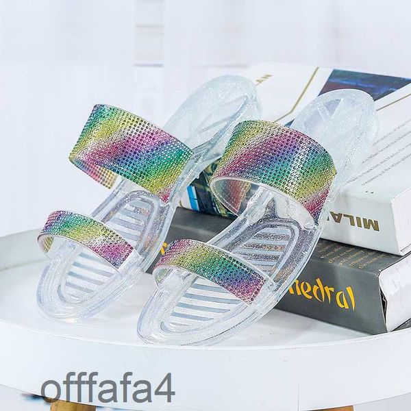 Summer Sandals Womens Clysestone Crystal Beach Shoes Fashion Soles Gradient Soles