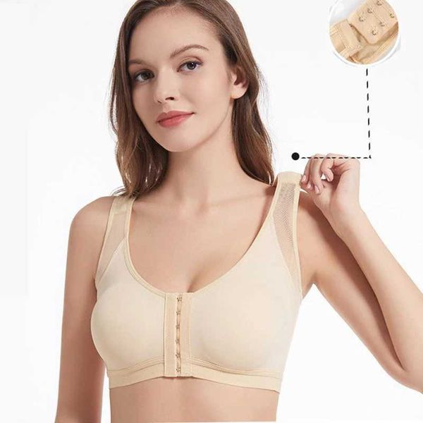 Bras Tnagers reggiseni sportivi con chiusura frontale senza fili con le tazze a tazza aperta spesse comode biancheria bianche