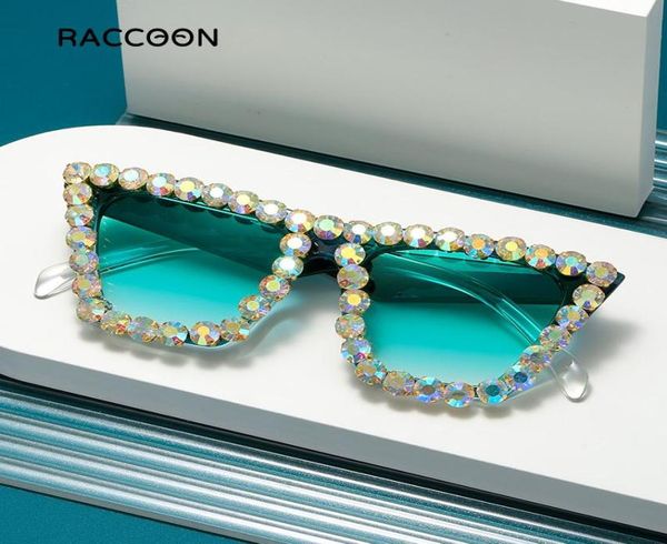 Солнцезащитные очки розыгрыши кошачий глаз блестящий женщины Cateye Vintage Sparkling Crystal Diamond Sun Glasses Модель подиумного коляска Bling Eywear26668623945