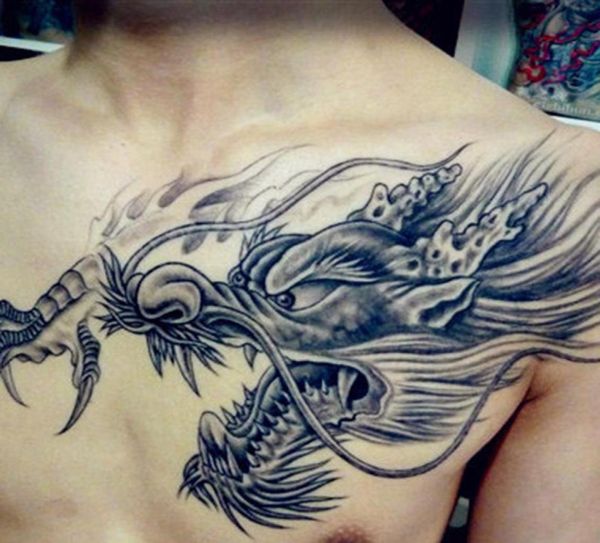 Impermeável sobre o ombro dragão tatuagem de tatuagem de papel torneira de peito Big Flower braço de flores e mulheres pequenas tatuagens frescas tatuagem1963886