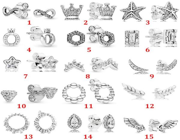 2022 925 Sterling Silver Stud Glacier Glacier Beauty Crown Series Drop Water Drop Hexagon Angel Stud Brincos Charm Fazendo Jóias Diy 6225153