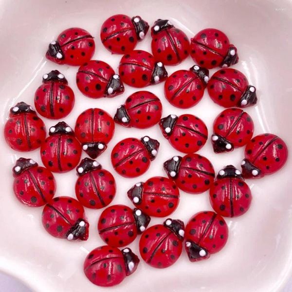 Figurine decorative 50pcs Resina colorata Mini Crystal Red Beetle Arte Flatback Rhinestone per scrapbook per chiodi decorazioni per matrimoni fai -da -te Craft Ol617