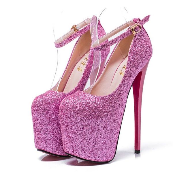 19cm Saltos altos Plataforma de fetiche Sexia sandálias Peep Toe Pólo Sapatos de dança Mulheres Modelos de stripper mostram boates de boates exóticas Novo para meninas