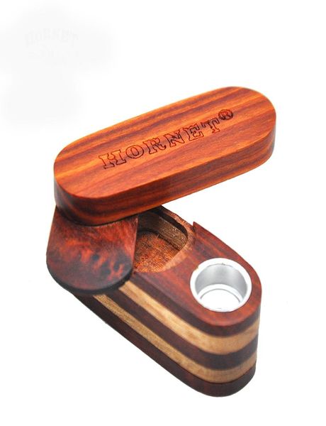 Quothornetquot Mini Wood Metal Fumage Turning Turning Tubos de metal portátil com armazenamento de tabaco new2598487