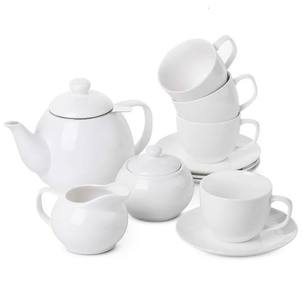 BTAT - Royal Tea Set 4 Tassen 8oz Pot 32 Unzen Creamer und Zuckerservice Tassen Saucer 240428