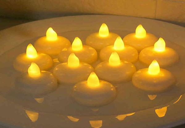 Velas flutuantes sem chamas impermeabilizações de pisca -pisca -d'água quente de velas lideradas brancas para piscina para a festa de casamento de banheira h2531079