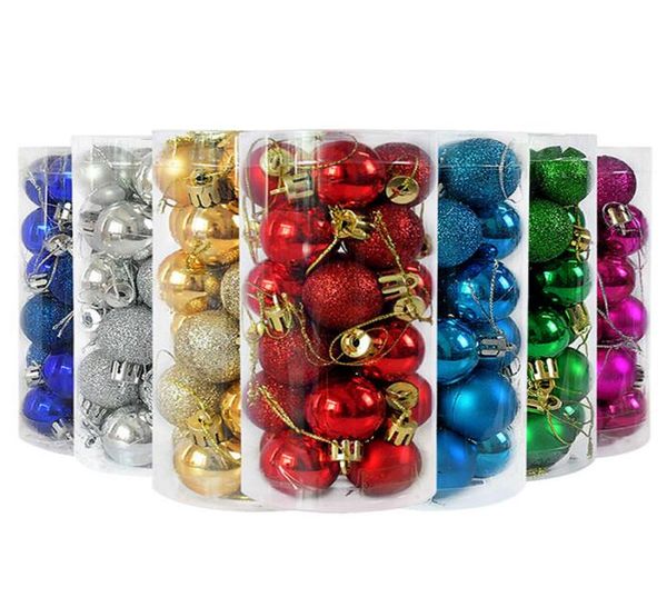 24pcs 3cm Christmas Tree Decor Ball Balble Gold Silver Plastic Ball Ornaments Decorations for Home Capodanno Navidad1389415