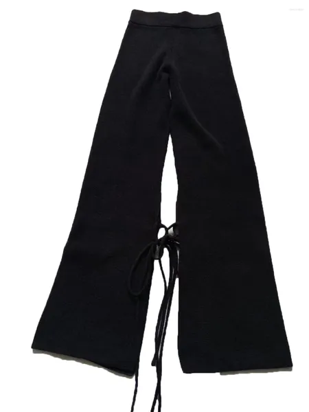 Calça feminina tie lateral elastic slim fino design casual moda versátil 2024 outono 1123
