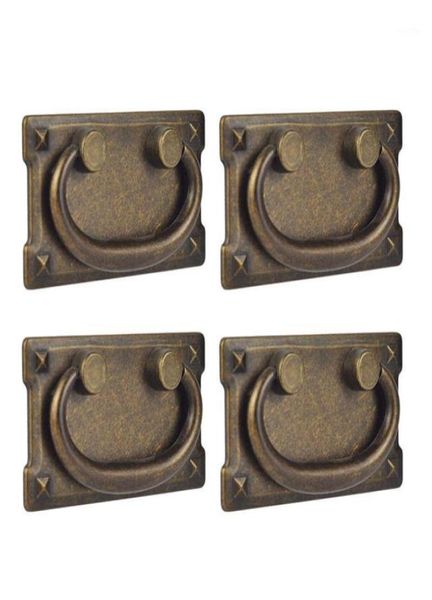 Decoração de festa 4pcs vintage antiguidade anel de gaveta de bronze alças de puxão de gabinete por porta de mobiliário de mobília 6048126