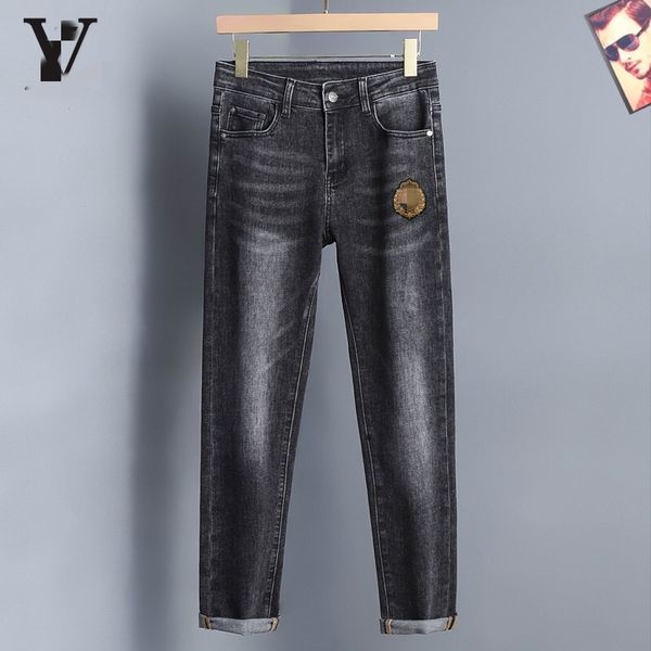 Jeans designer di jeans high street anello floreale jeans pantaloni sciolti a strati jeans moto jeans maschi jeans ricamato jeans perforato