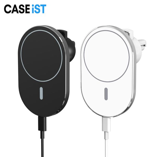 Caseist Metal 15W Araç Kablosuz Şarj Cihazı Güçlü Manyetik 360 Derece Rotasyon Aracı Hava Havalandırma Telefon Tutucu Stand Montaj Braketi Qi Hızlı Şarj İstasyonu Dock iPhone için