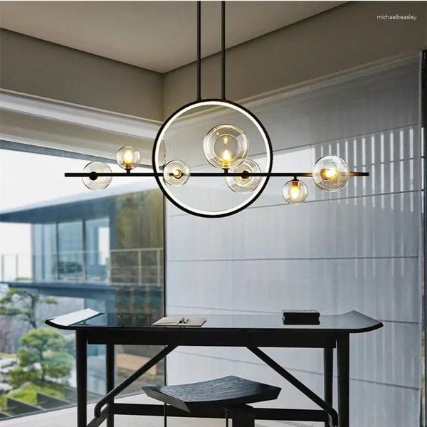 Lampadari lampadario moderno lampadario a pallina lunga vetro soggiorno cucina da cucina bar con banco di decorazione interno