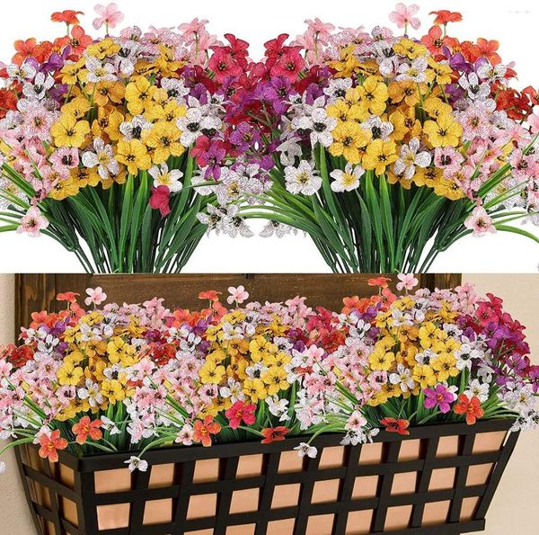 Fiori decorativi 10pcs orchide artificiale per all'aperto resistente ai raggi esterni fuori fioriere finte giardino decoro estivo