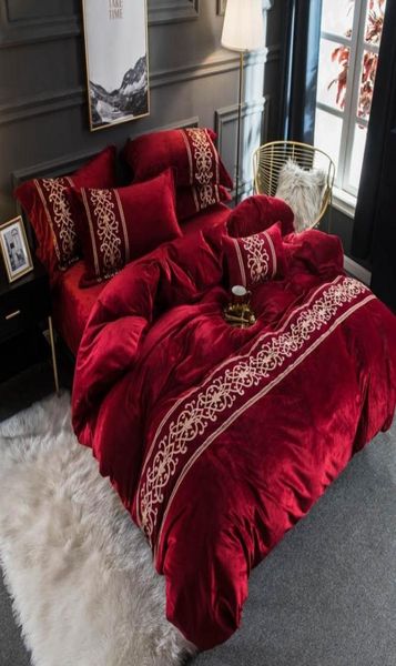 Luxo vermelho roxo verde cinza azul rosa de inverno lã de tecido bordado de renda de bordado
