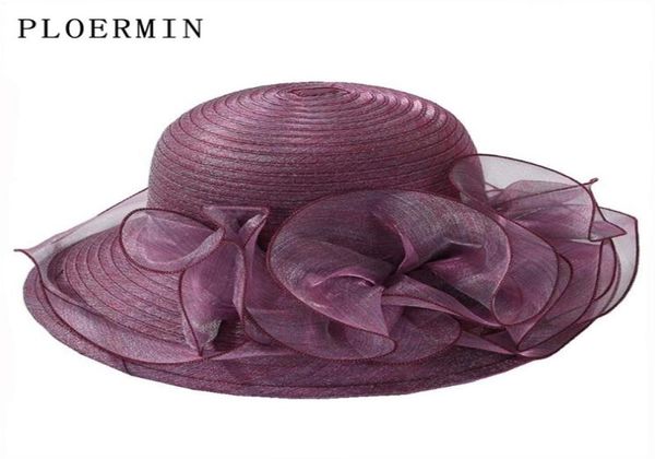 Organza Sun Hats Women Flower Summer Caps de casamento feminino elegante Floral Igreja UV Chapéus Moda 2206013490822