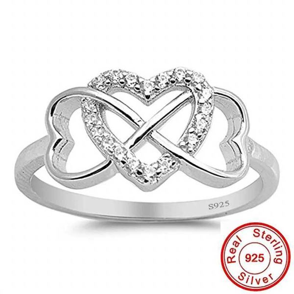 Bandringe Queen Heart Lab Diamond Ring% True 925 Sterling Silber Party Ehering Frauen Braut Versprechen Verlobungsschmuck Q240429