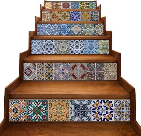 Peel and Stick Tile Backsplash Treppenstreikstufe DIY Fliesenabziehbilder Mexikaner traditioneller Talavera wasserdichte Wohnkultur Treppe D1348850