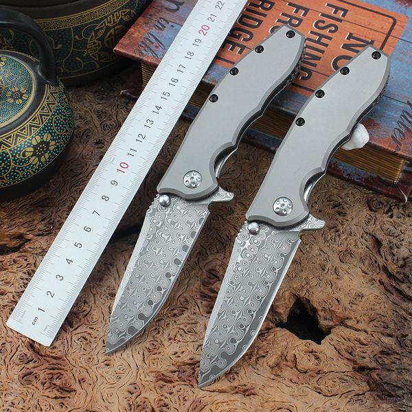 Высокий конец 0562 Flipper складной нож VG10 Damascus Steel Drop Point CNC Blade TC4 Titanium сплав