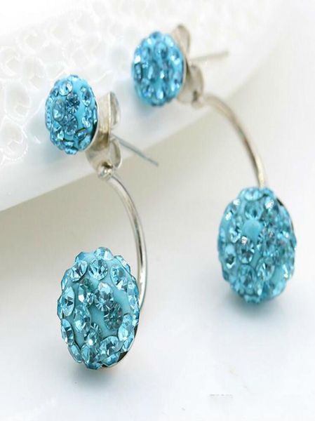 Neue Doppelseite Silber -Strass -Ohrringe Mode österreichische Kristallkugel Ohrringe Ohrringe für Frauen hochwertige Ohrringe Jew7357860