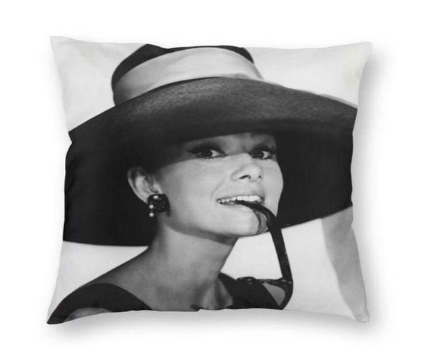 Almofado Cushionscorativo Cool Audrey Hepburn Case Home decorativa 3D Tampa de almofada impressa lateral para Living Room8658576