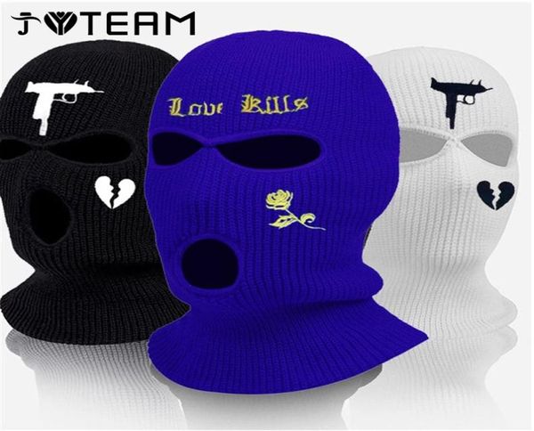 1pc Nakış Balaclava Yüz Maskeleri Beanies Soğuk Hava İçin 3hole Kış Kayak Maskesi Erkek ve Kadın Termal Bisiklet Maskesi Noel 9134086