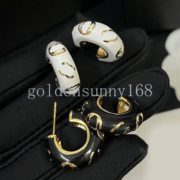 Black White Designer Brand Orecchini Orecchini Orello Stullo 18K Gold Oro inossidabile Orecchie in acciaio inossidabile Uomini Domande per le donne Regali per feste.