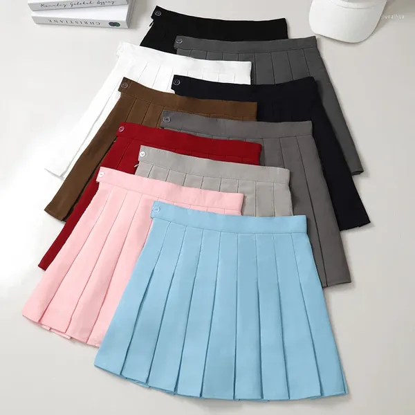 Saias Mini saia verão Falda tabaada azul cintura alta plataforma curta rosa estilo escolar coreano para mulheres