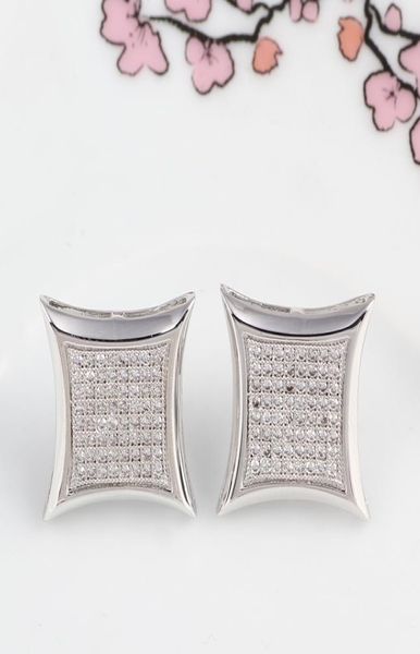 Hip Hop Hop Full Diamonds Ear Studs for Men Geometry Rhinestone Gold Stallings Gold Orens Real Diamond Square Gioielli a rame 3484873